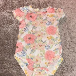 Little girl two piece flower shirt and green tights